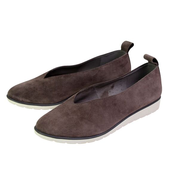 Eileen Fisher BROWN GENUINE LEATHER SUEDE WEDGE 1" ROUND TOE LOAFER SHOES Sz 9.5 - Picture 2 of 10